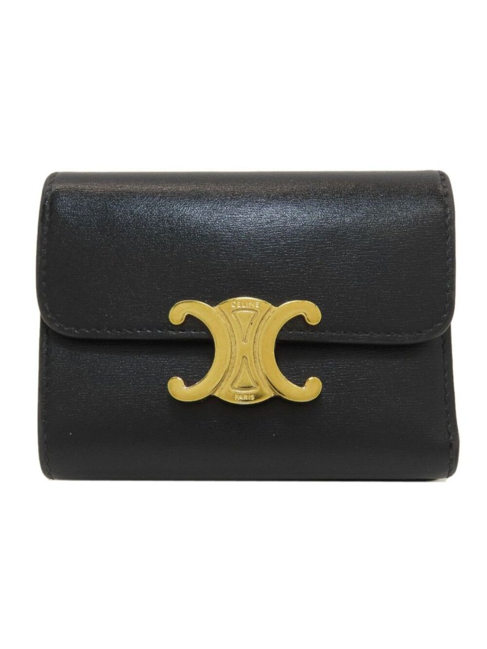 Celine Compact Wallet with Coin Purse Triomphe Trifold Calfskin